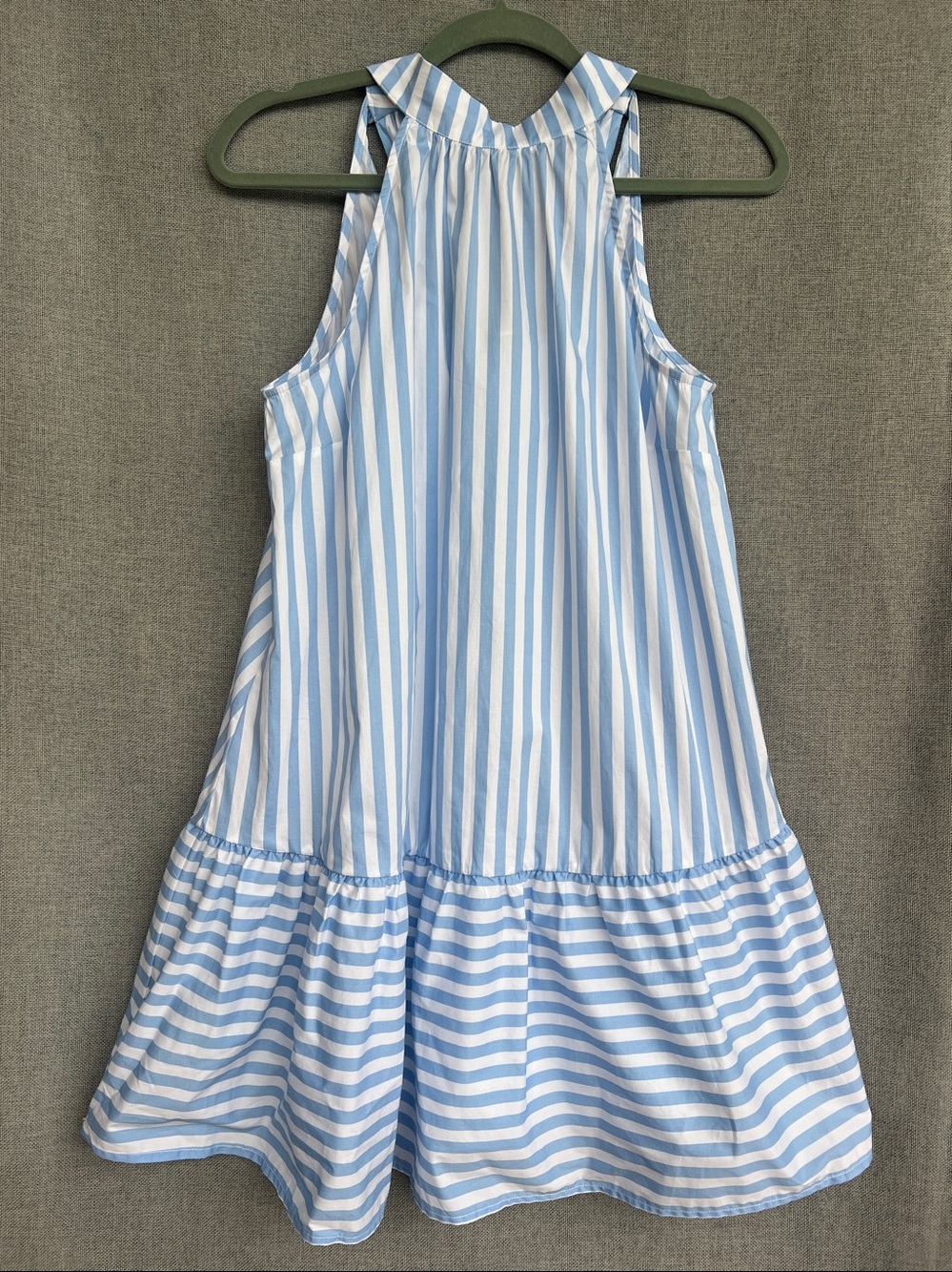 NWT Staud Marlowe Halter bow MINI cotton dress sea stripe white blue size S - Picture 5 of 12